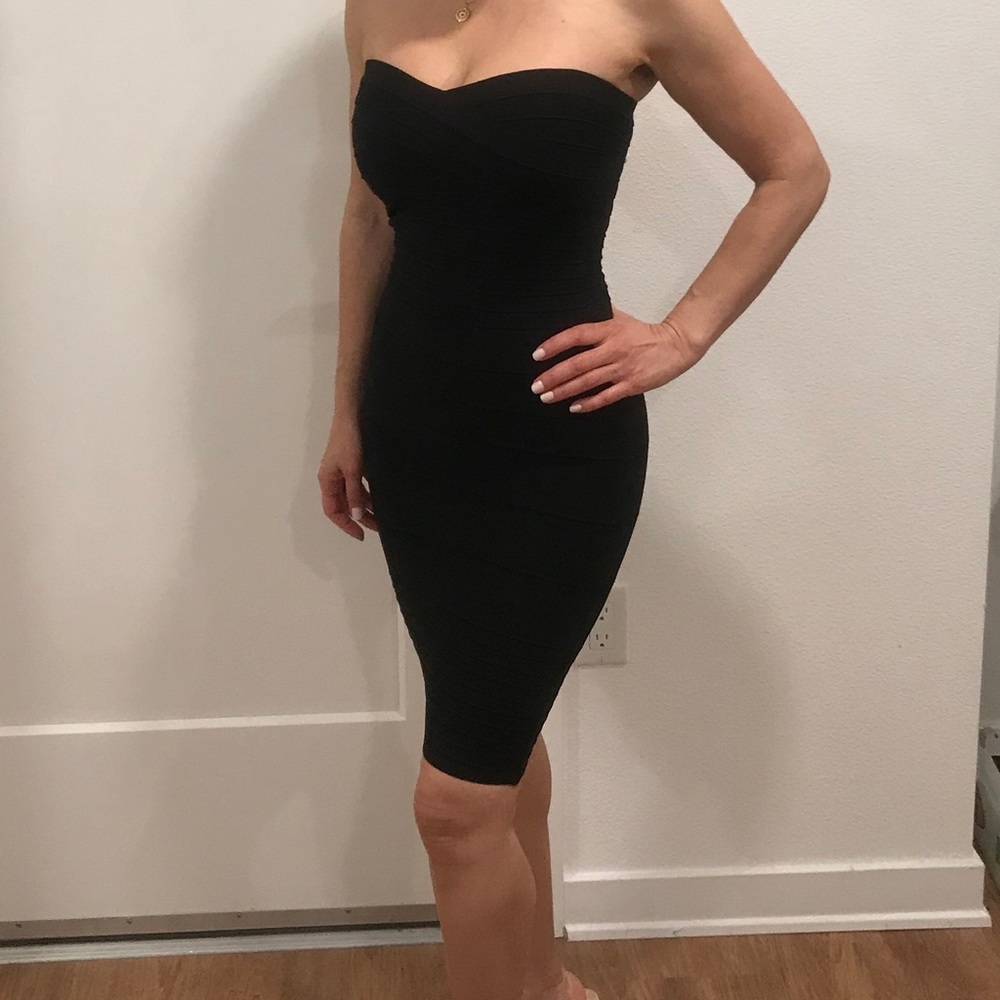 Black strapless Bandage Dress